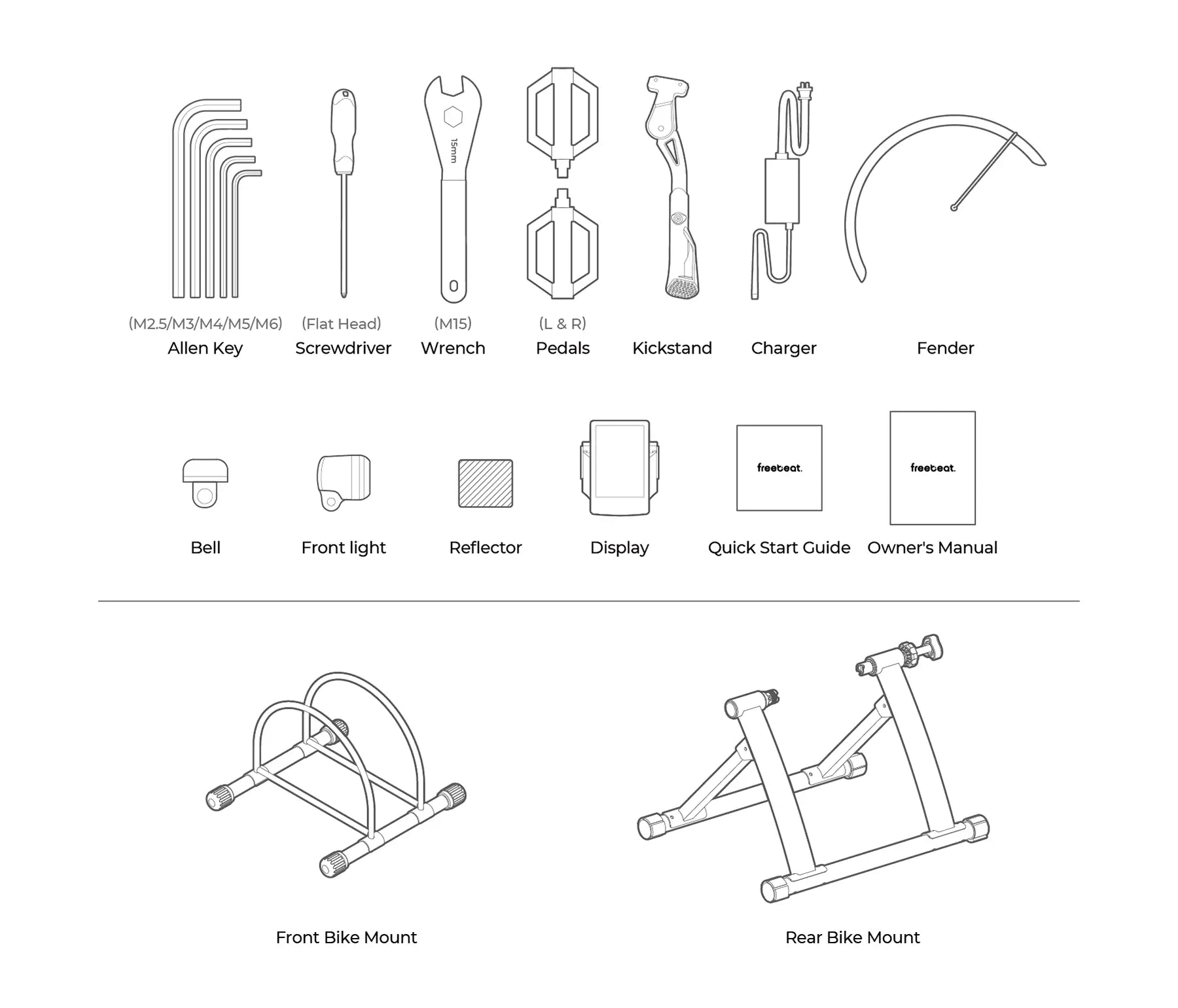 what is in the box - freebeat morphrover ebike accessories