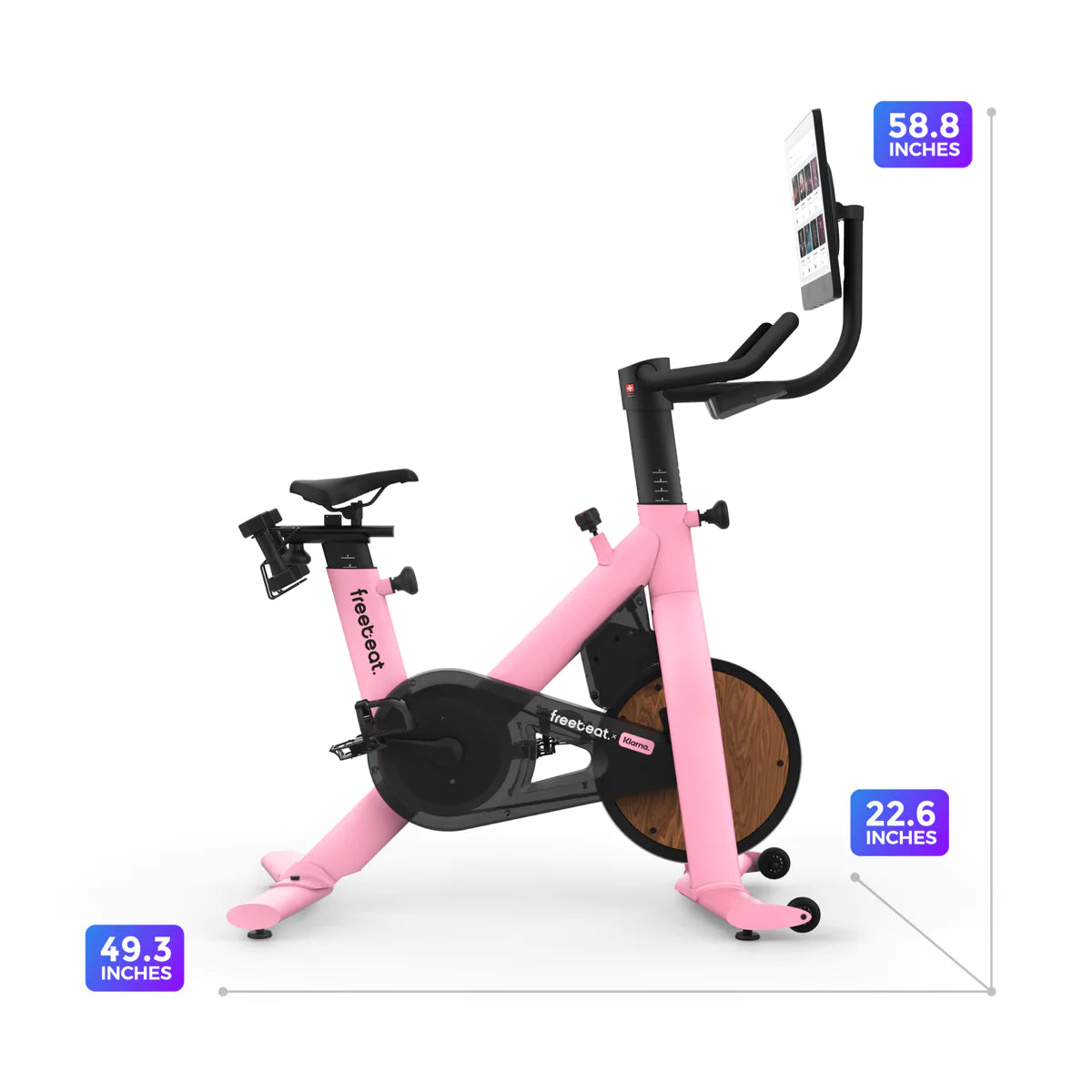 freebeat lit bike dimensions, pink exercise bike size