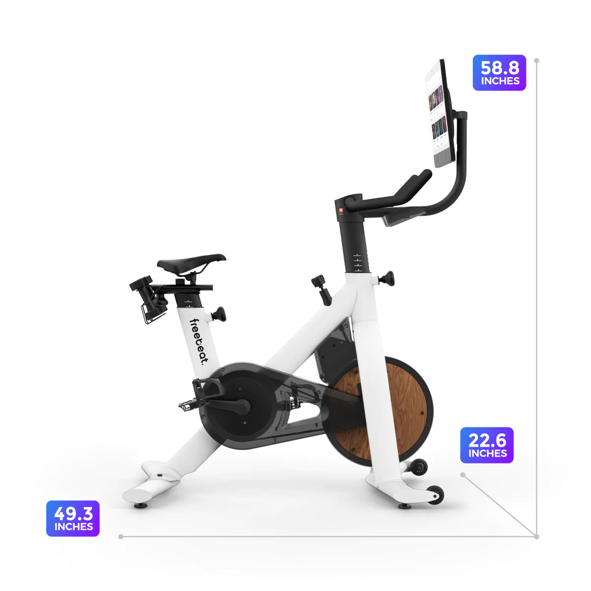freebeat lit bike dimensions, white stationart bike dimensions