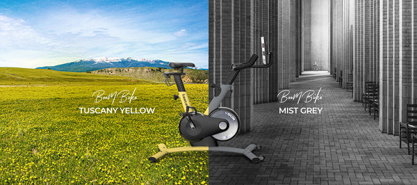 Empowered workouts, in new styles - Introducing the new Boom Bike in Mist Grey and Tuscany Yellow!