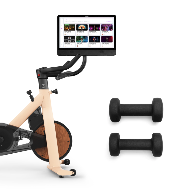 Freebeat Lit Bike| Exercise Bike with 22" Rotatable HD Touchscreen| Moonbow Beige