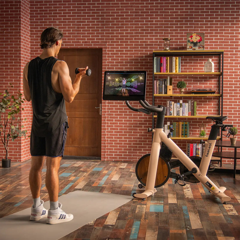freebeat beige spin bike can mix up HIIT workouts for weight loss